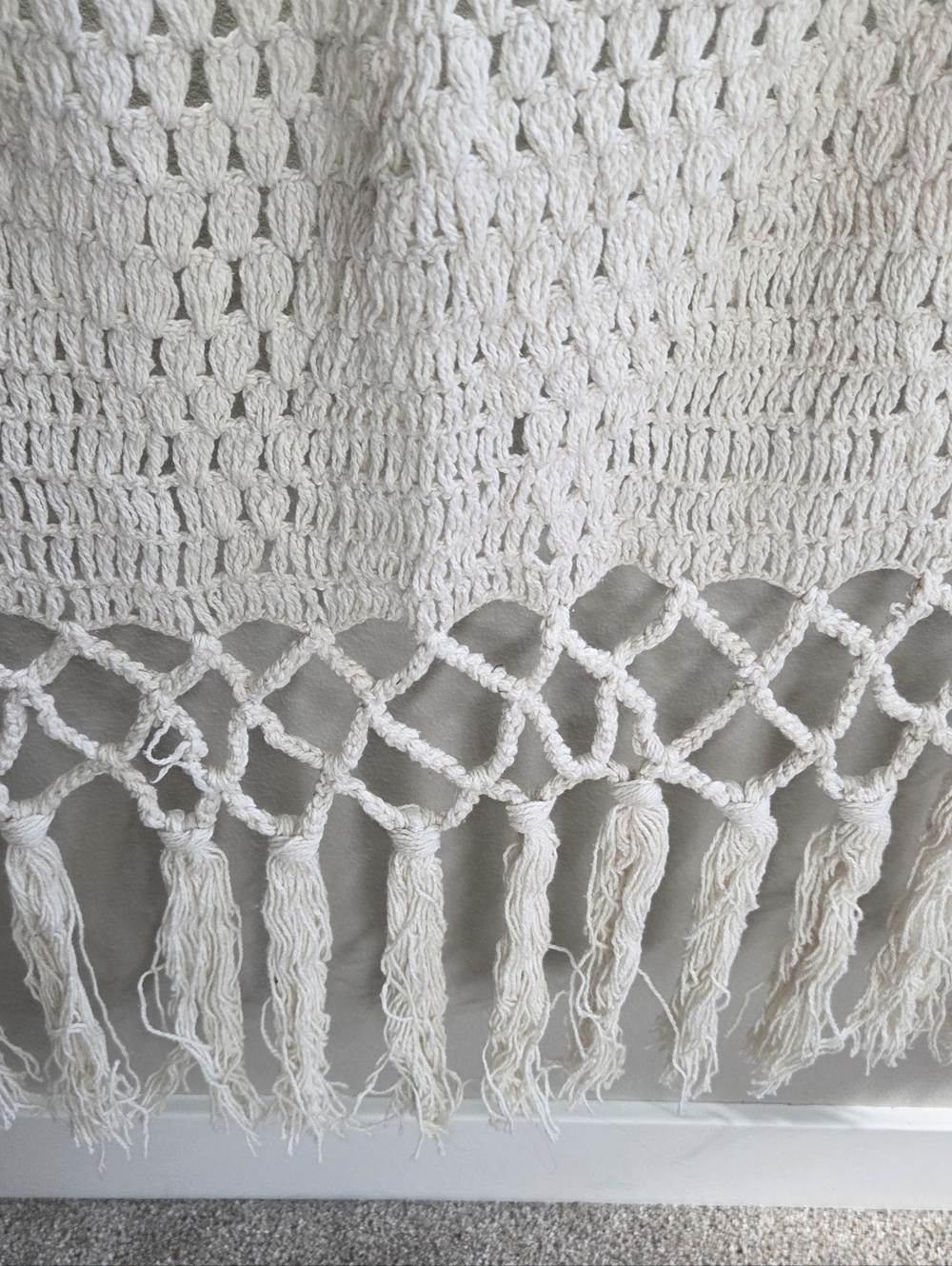 Plum and Bow Boho Crochet Curtain
